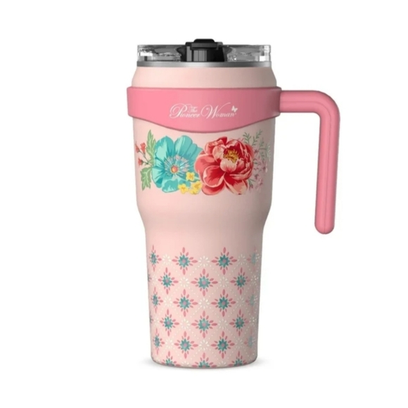 NWT Pioneer Woman 40oz Brilliant Bloom Stainless Steel Tumbler Floral Pink - Picture 1 of 5